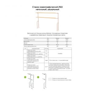 Станок хореографический двухрядный напольный (береза) 2 м Zavodsporta