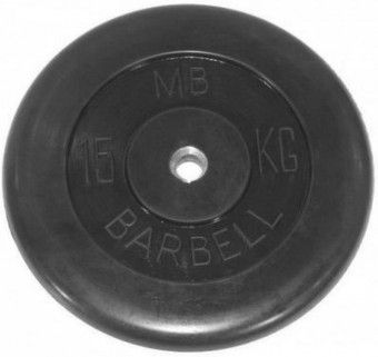 Диск обрезиненный Barbell 15 кг металлическая втулка